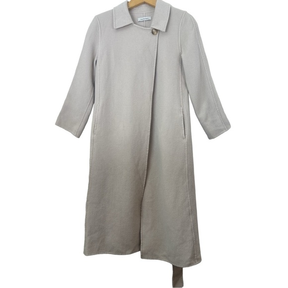Gentle Herd Single Breasted  Long Wool Belted Cream Coat NWOT Size: X-Small - Picture 6 of 14